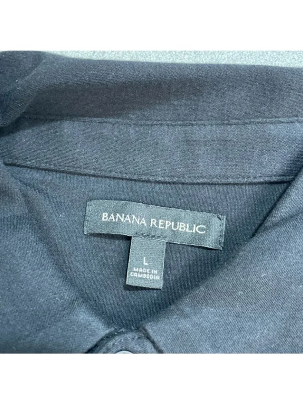 NWT Banana Republic Men's L Black Polo Shirt Cotton Short Sleeve Classic Fit
